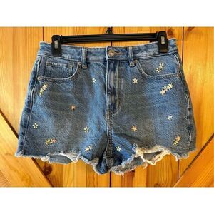American Eagle Mom shorts size 2 embroidered raw hems (0534)